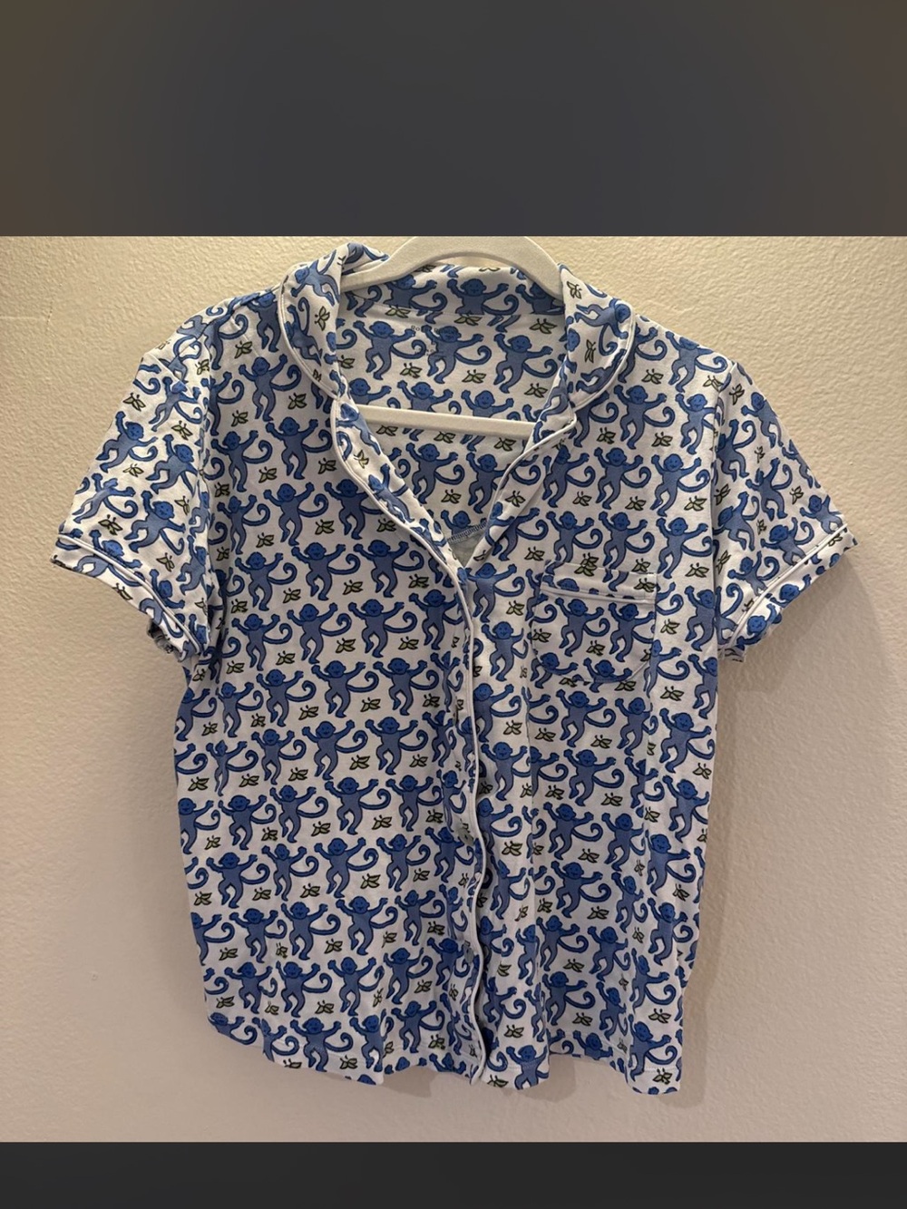 Roller Rabbit White Set with Blue Monkey Print